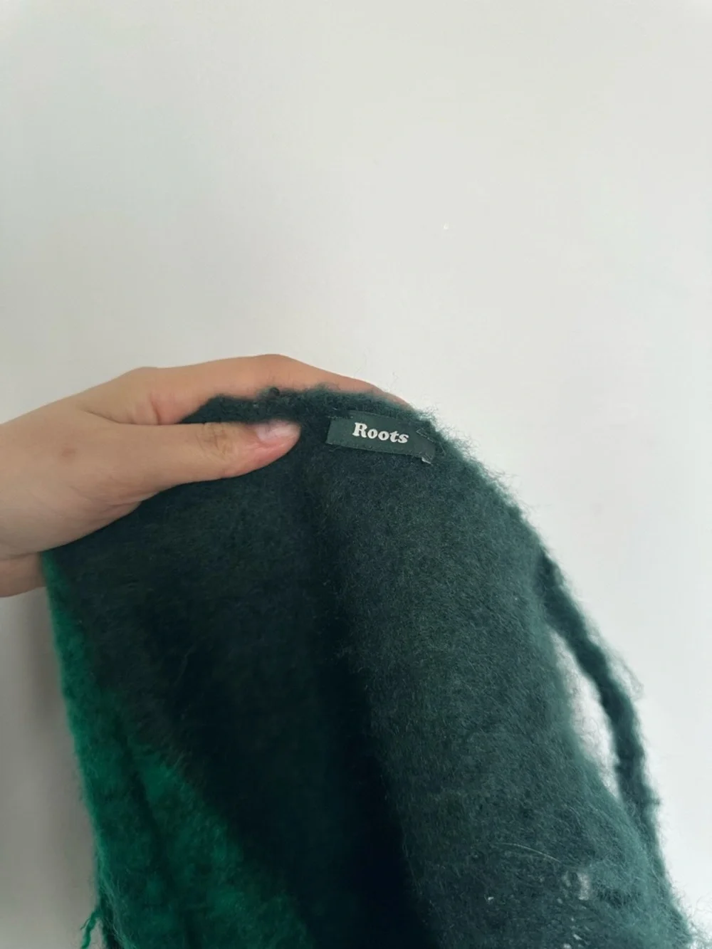 Roots Oversized Dark Green Plaid Fringe Scarf - Picture 4 of 4